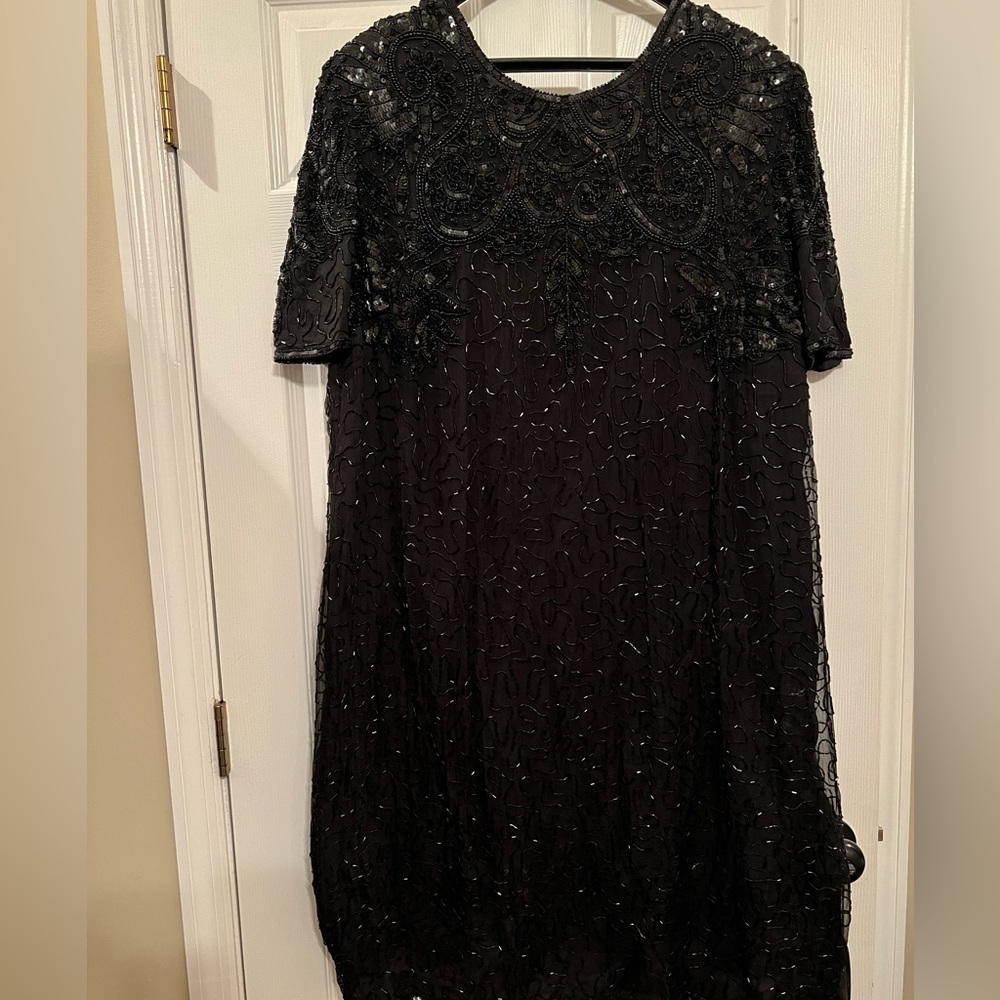 Black sequence midi dress